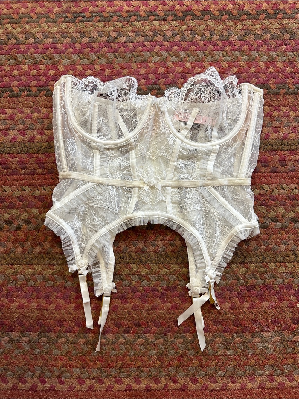 NWT For Love And Lemons WHITE Ivory Lace Gartered Bustier BRIDAL